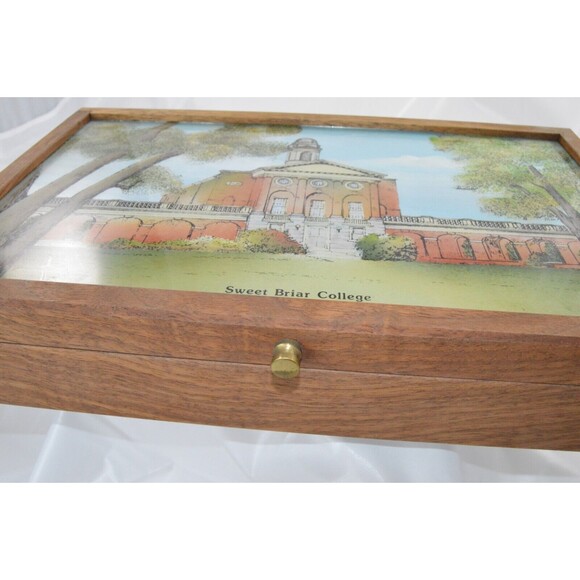 Sweet Briar College Custom Hand Painted Walnut Mirror Box by Eglomisé Design LLC - Picture 5 of 16